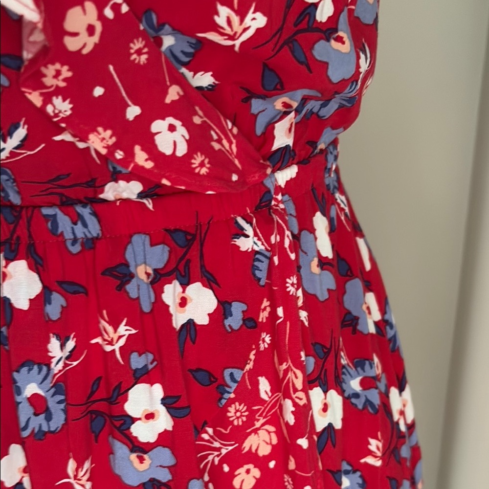 Express Red and Blue Ruffle Mini Dress - Picture 7 of 10